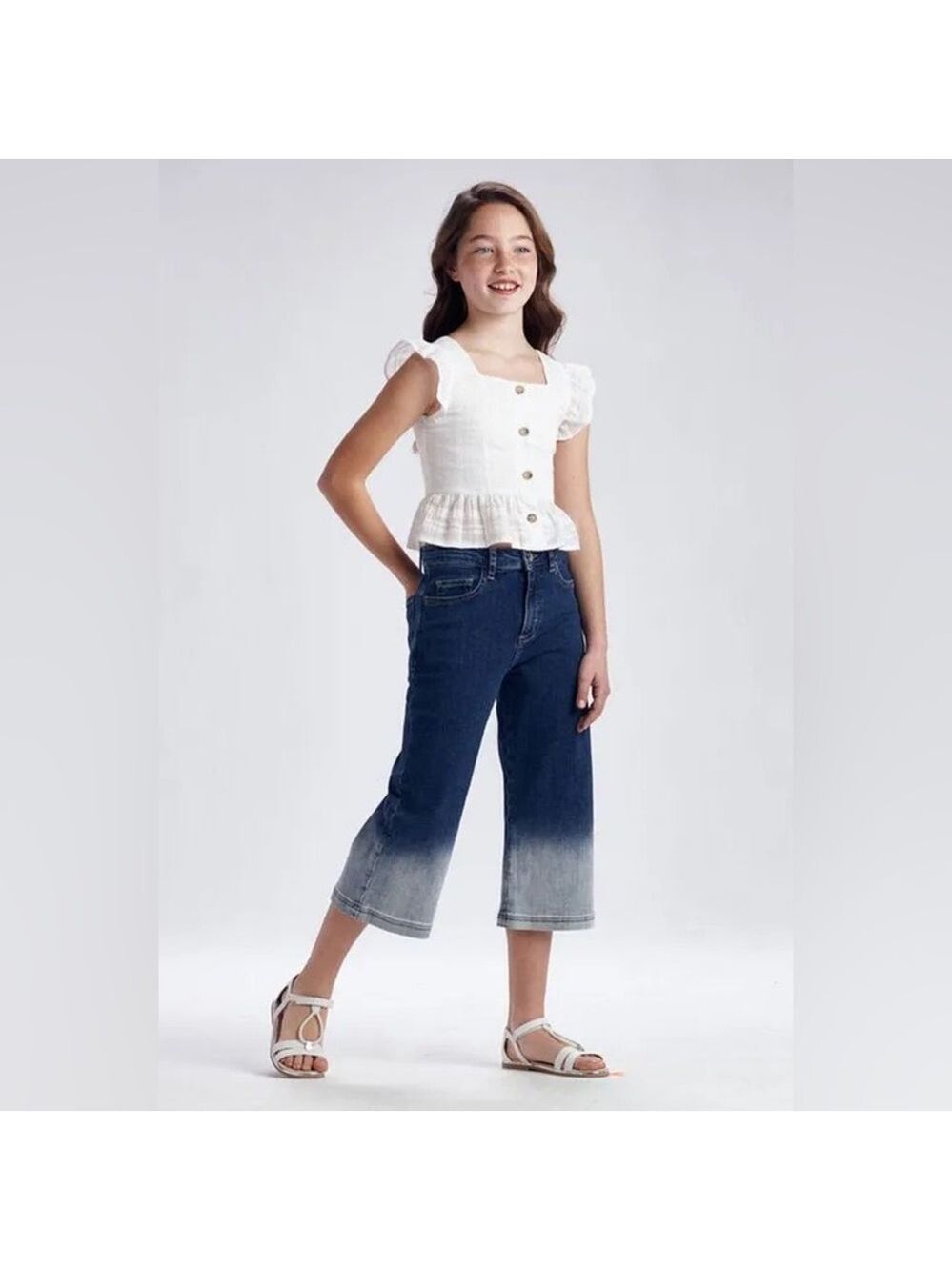 Size 8 Girls Mayoral Kids Gradient Blue Jeans